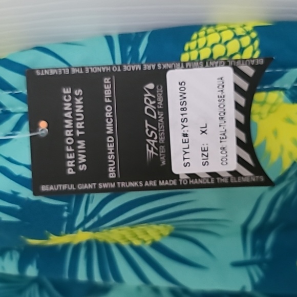 Men's Beautiful Giant pineapple print fast dry swim trunks in size XL, NWT - Picture 4 of 11